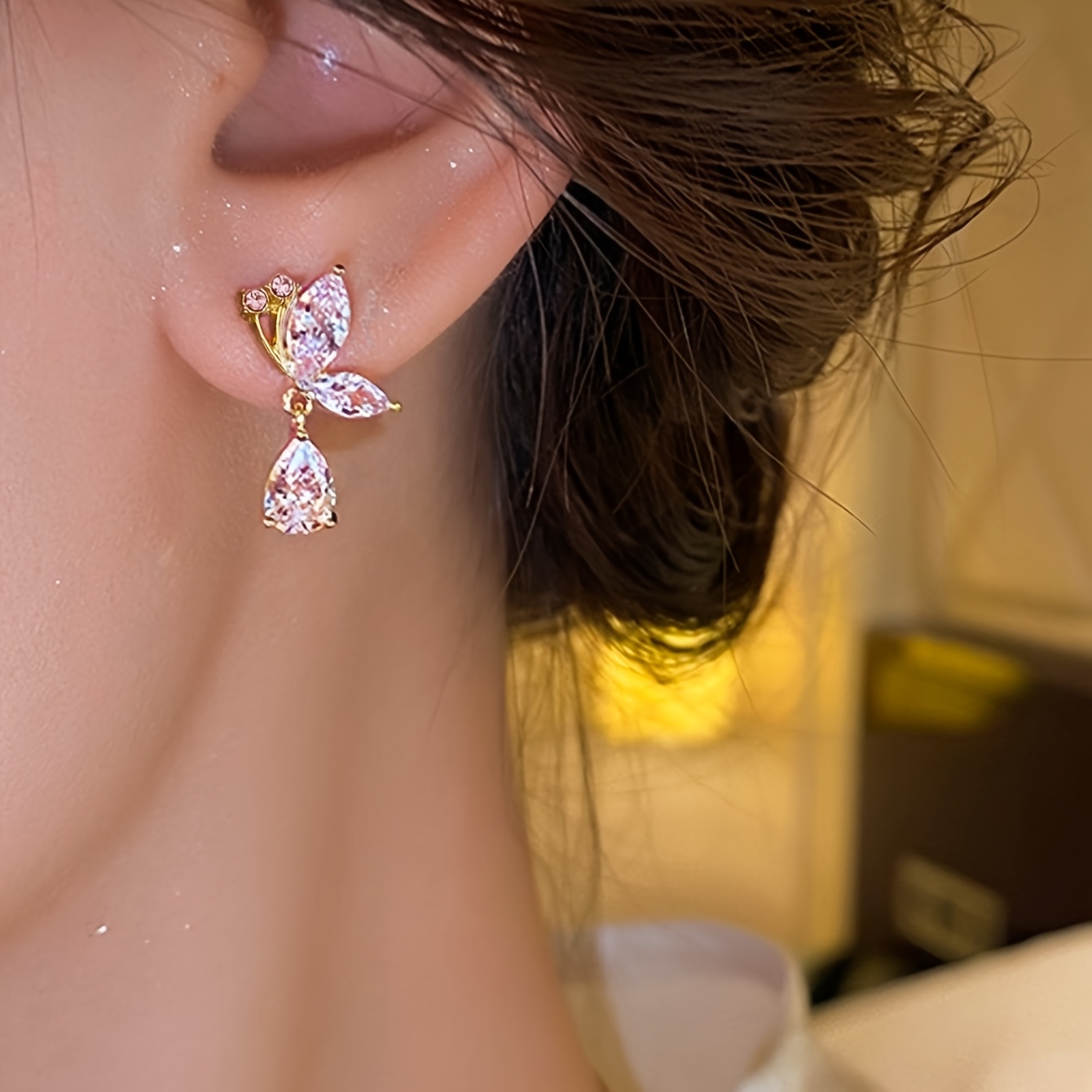 High-End Butterfly Bow Artificial Glass Earrings